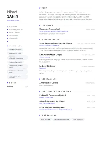 Ressam Cv Örnekleri cv indir